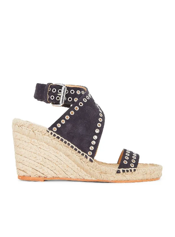 Iriane Suede Espadrille Wedge Sandals in Faded Black