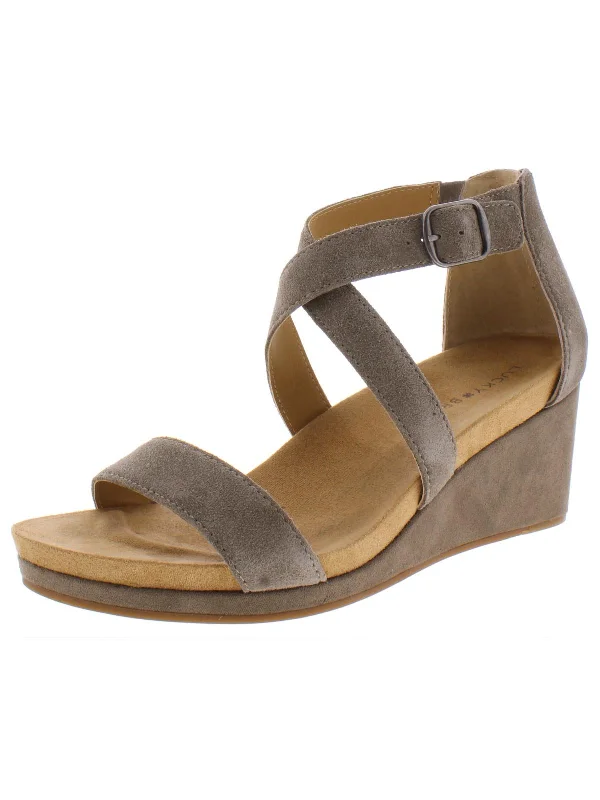 Kenadee Womens Suede Strappy Wedge Sandals