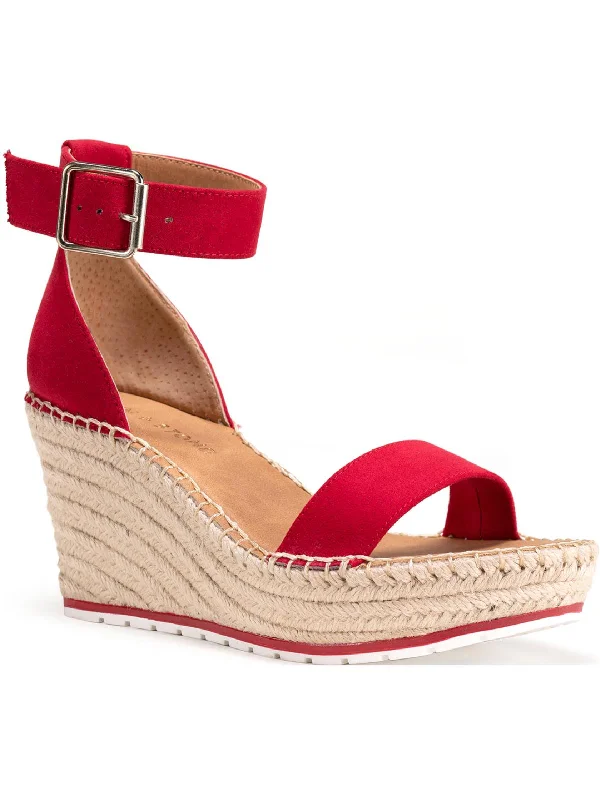 Sammi  Womens Covered Wedge Ankle Strap Espadrilles