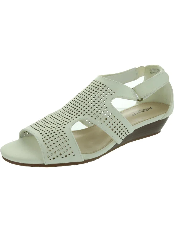 Tati Womens Leather Perforated Wedges