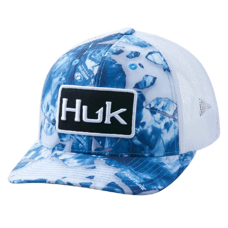 HUK Fracture Trucker Snap Back Hat- Mossy Oak Barracuda