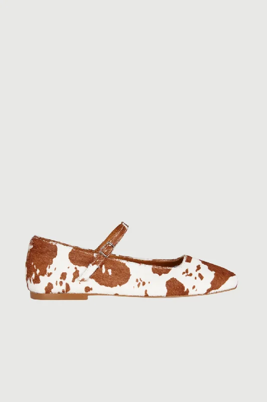 Julieta Mary Janes in Cow Print Calf Hair