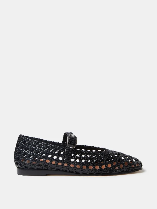 Woven Mary Jane / Black Leather