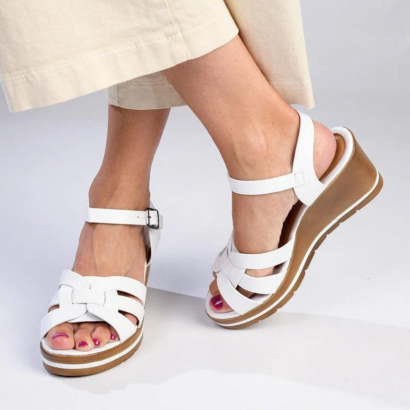 Alessio Halter Strap Wedge - White