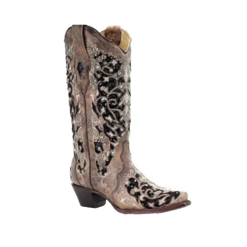 Corral Boots Women's Ashley Brown Floral and Sequin Boot