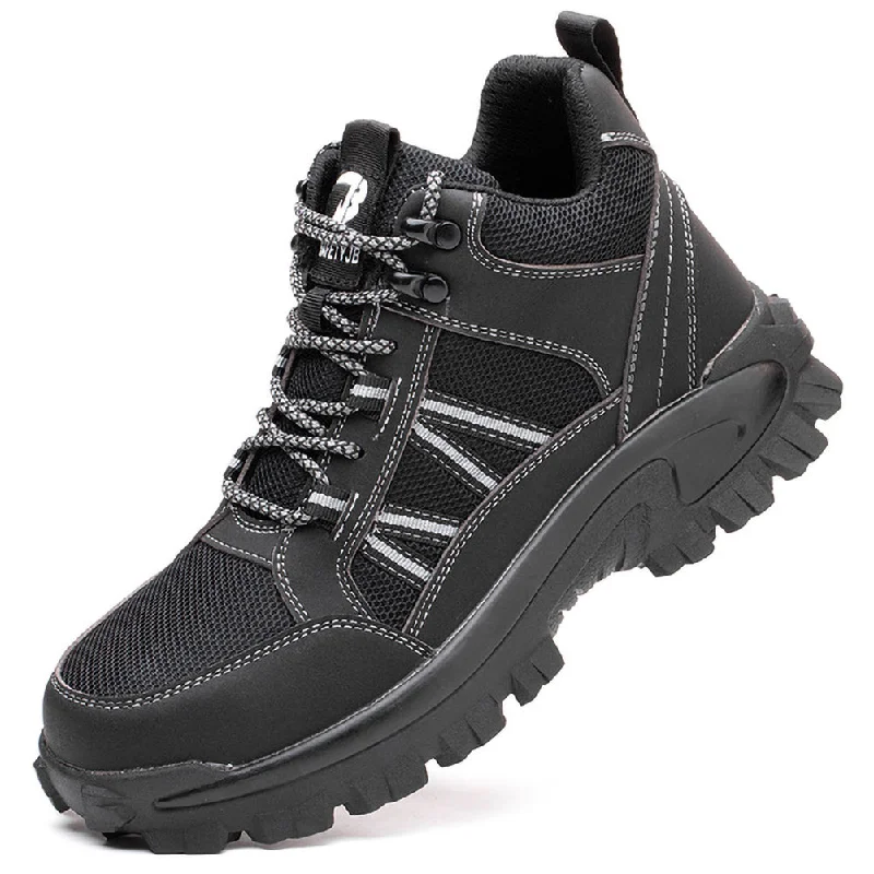 Ecetana Steel Toe Boots for Men Industrial Construction Anti-puncture Work Safety Shoes