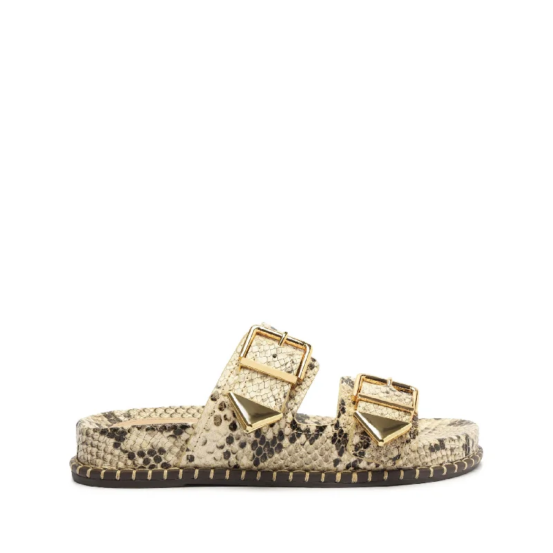 Naomi Sporty Snake-Embossed Leather Sandal