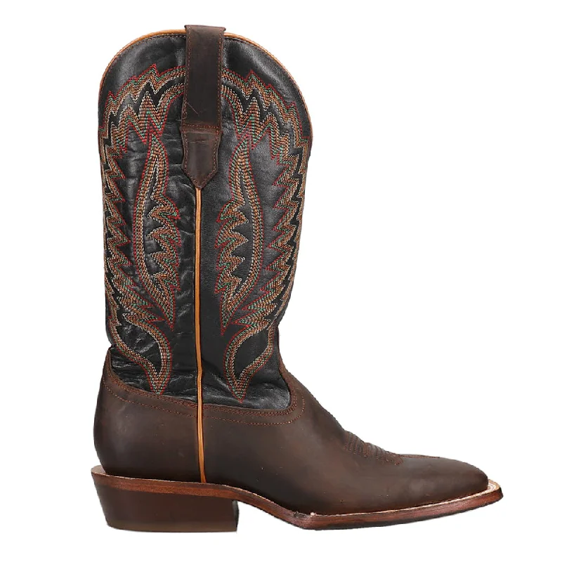 Goat Embroidered Wide Square Toe Cowboy Boots