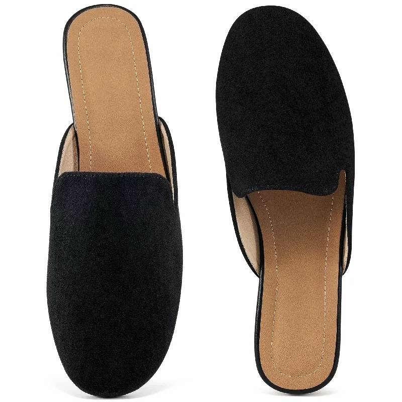 HARENC Mules for Women Backless Flat Slides Shoes Ladies Slip-on Loafers