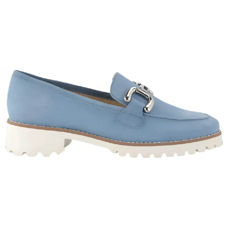 Ara Women's Kiana Buckle Loafer Cool Blue Kid Suede