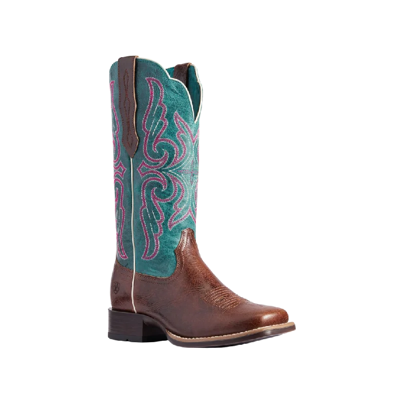 Ariat Women's Primera Barrel Brown & Teal Stretchfit Boots