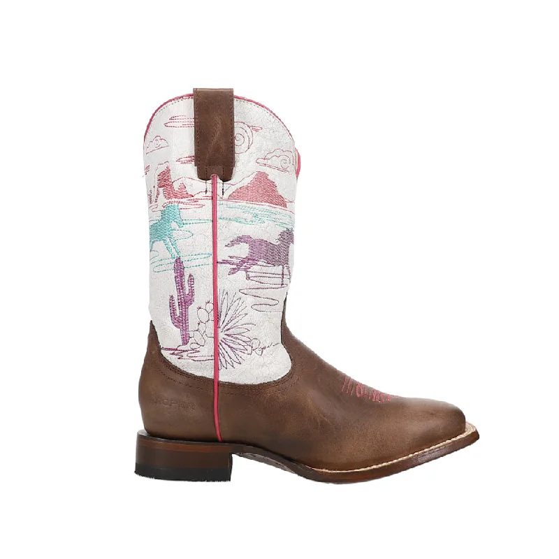 Running Free Square Toe Cowboy Boots (Big Kid)