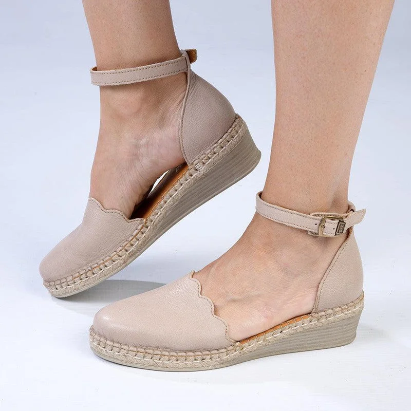 Tsonga Inkantolo Leather Espadrille Wedge - Gravel Vintage