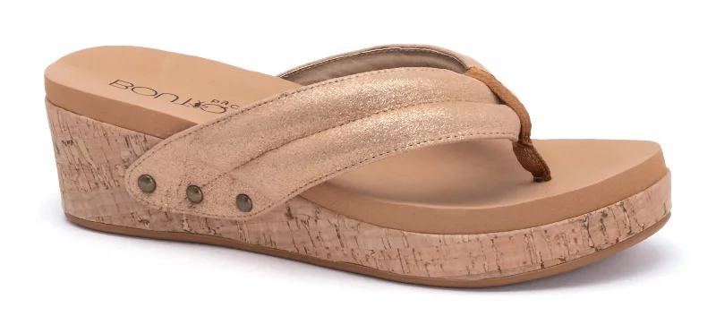 Women's Wish Wedge Flip Flop In Rose Gold