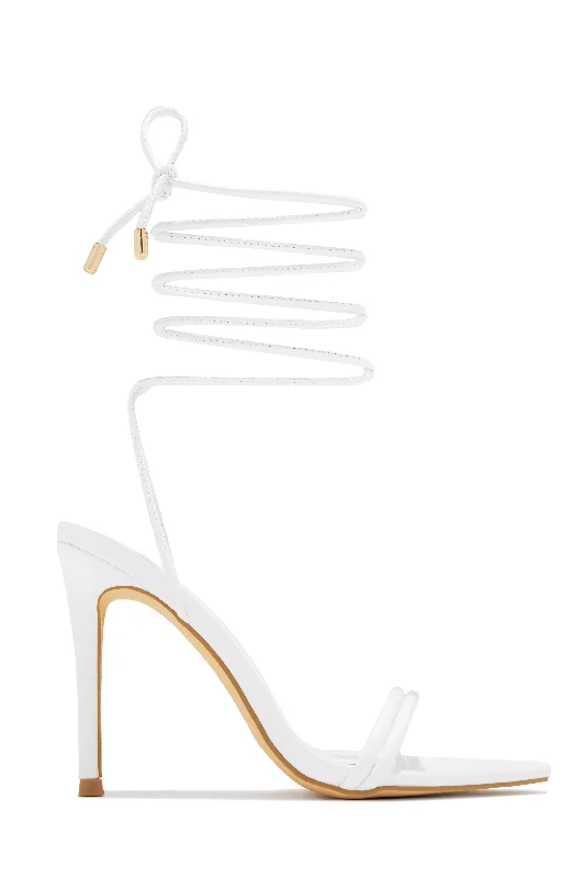 Anisah Lace Up High Heels - White