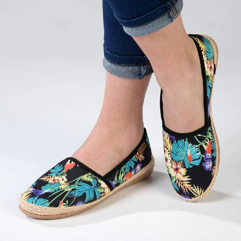 Pierre Cardin St Tropez Espadrille Slip On - Black Floral