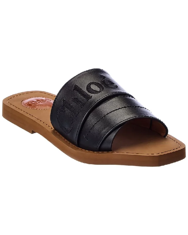 Chloe Woody Leather Slide