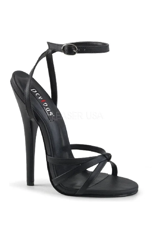 DOMINA-108 Sandal  | Black Faux Leather