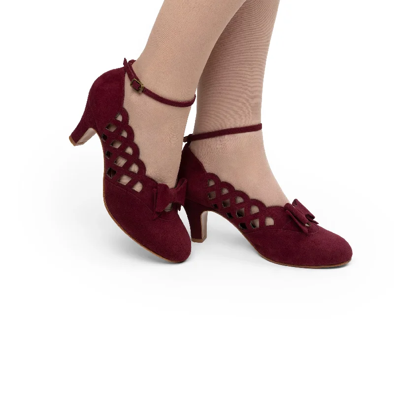 Jessie Vintage Pumps Wide (Wine Suede)