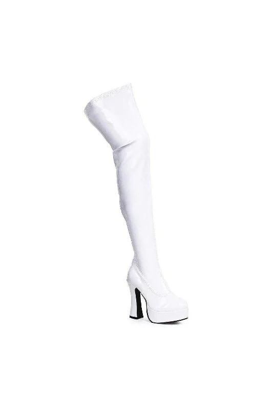 THRILL Thigh Boot  | White Patent