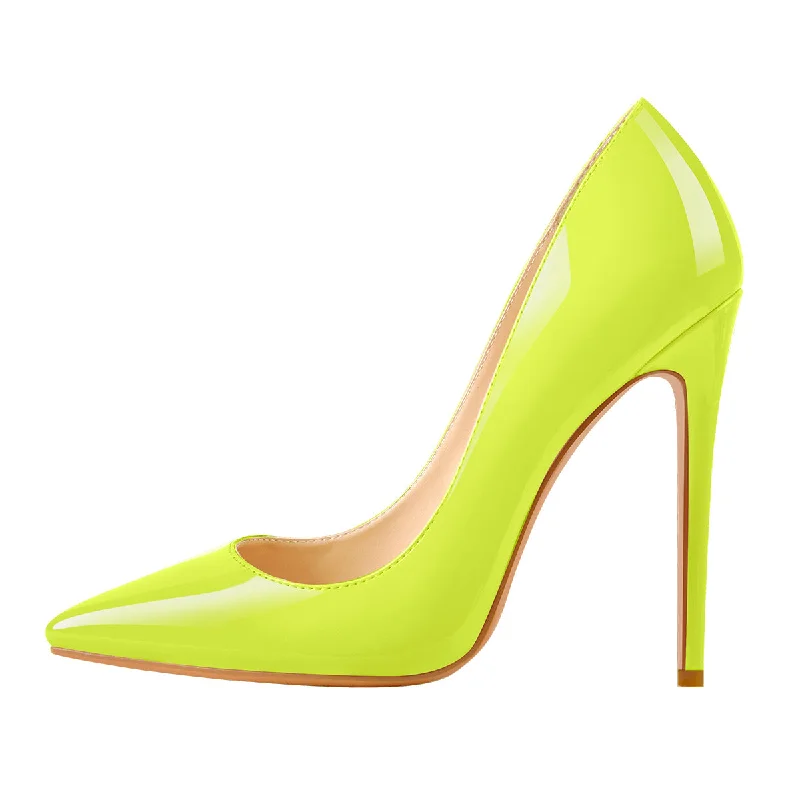 8cm 10cm 12cm Yellow Pointed Toe Pumps Classic Stilettos